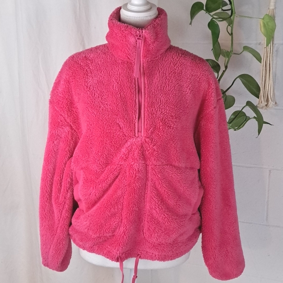 All In motion Oversized High Pile Fleece Half Zip Pullover Pockets Pink SzS - Picture 8 of 14